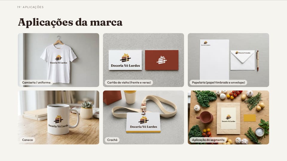 Aplicações da marca Doceria Vó Lurdes